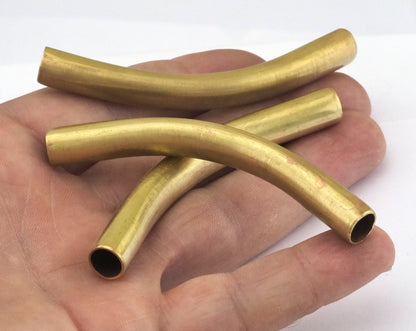 Curved Tube Raw Brass 9x80mm (8mm inner size) Pendant Findings bab8 2473