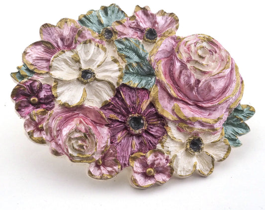 Flowers Belt Buckle, Vintage Resin Wall decor 96x71mm limited stock Made in Germany bjk070