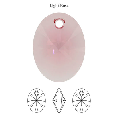 Xilion oval pendant 6028 Swarovski® crystal light rose 12mm