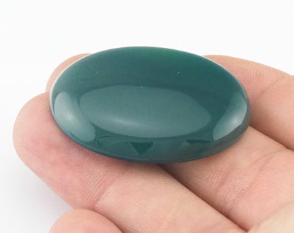 Natural Dyed Green Agate Oval Cabochon Flat Back Gemstone