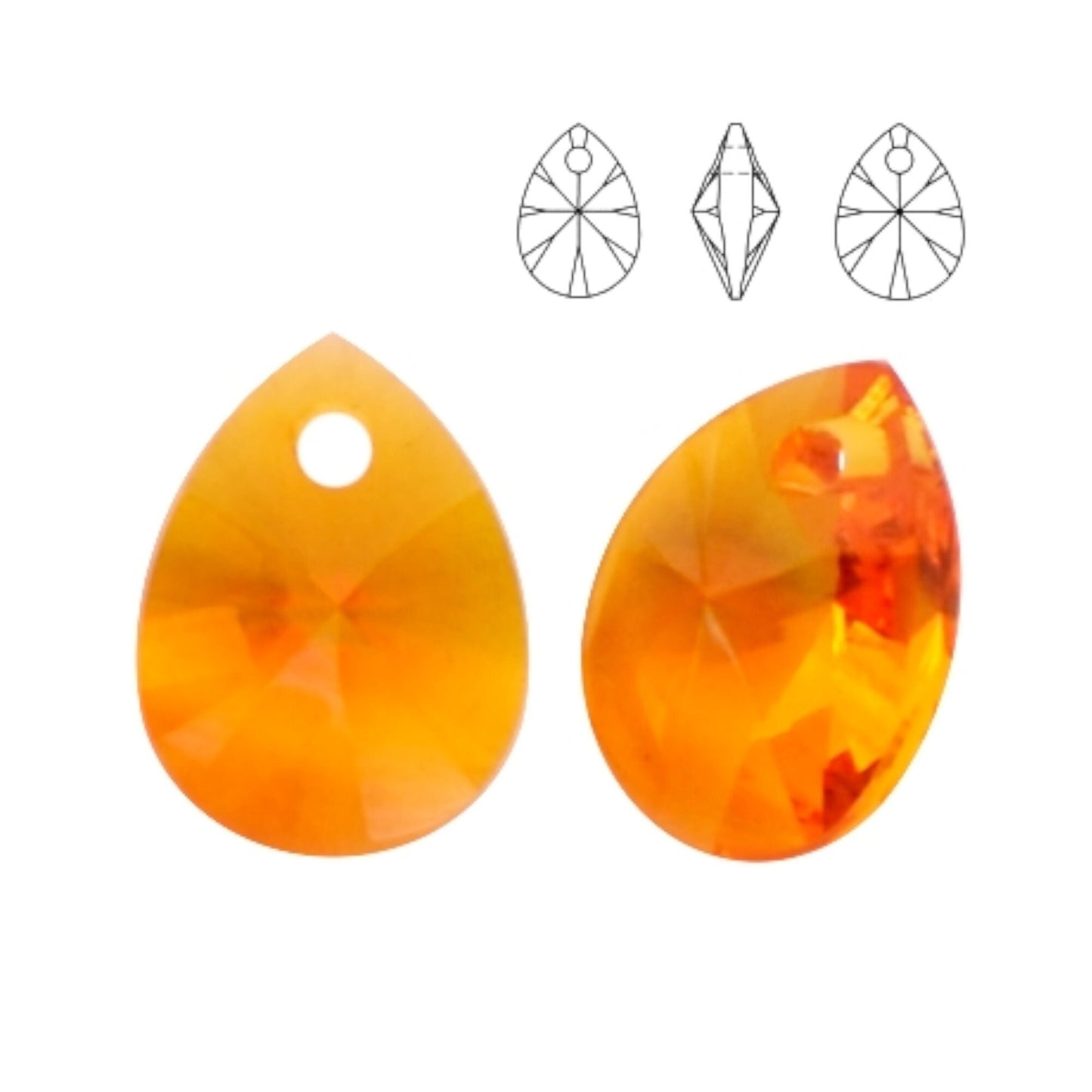 Xilion mini pear pendant 6128 Swarovski® tangerine 259 12mm