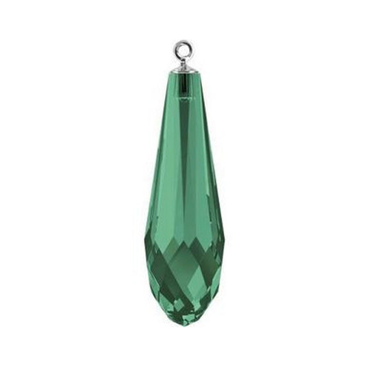 Pure drop pendant 6531 Swarovski® emerald (half hole) with classic cap 24mm