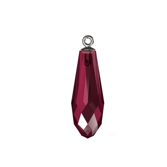 Pure drop pendant 6531 Swarovski® ruby (501) (half hole) with classic gun metal plating cap 24mm