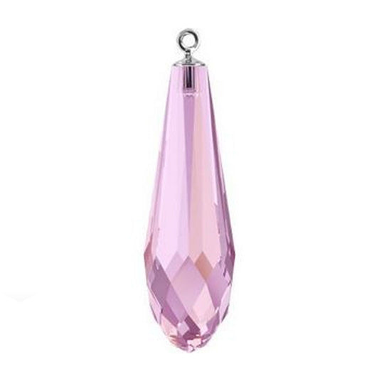 Pure drop pendant 6531 Swarovski® crystal lilac shadow (half hole) with classic rhodium plating cap 34mm