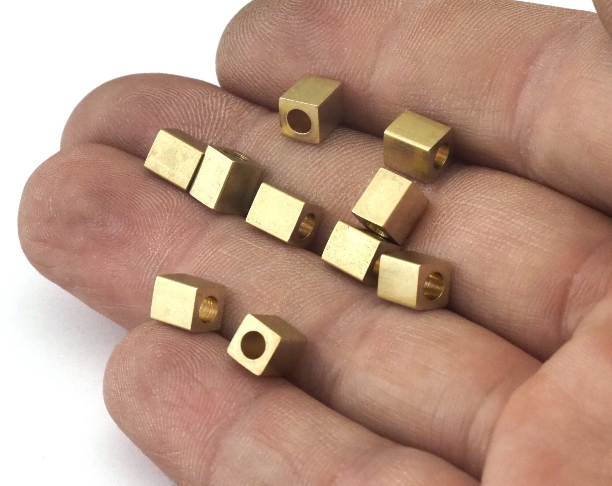 Square spacer beads ,Raw, Shiny Silver, Gold, Matte Gold Plated Brass 5x6mm bab3 1927