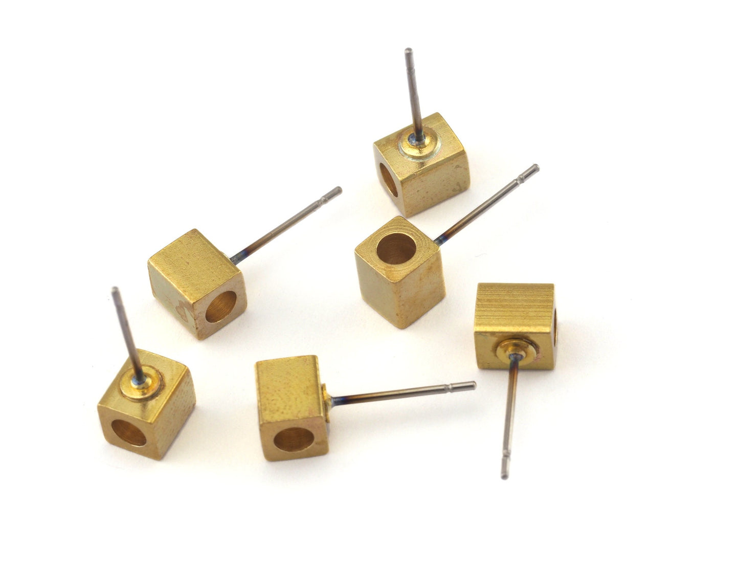 Square Earring Stud Post Raw Brass 5x6mm Earring 3mm hole Blanks 2505