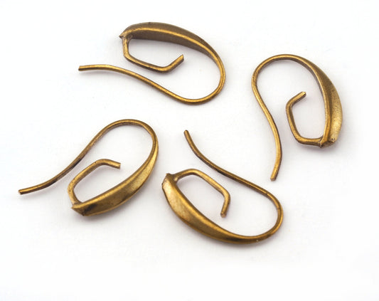 Earring Wire with Hook Raw brass 17x11mm 2511