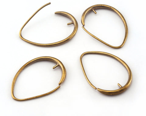 Earring Wire with Peg Raw brass 26x19mm 2511