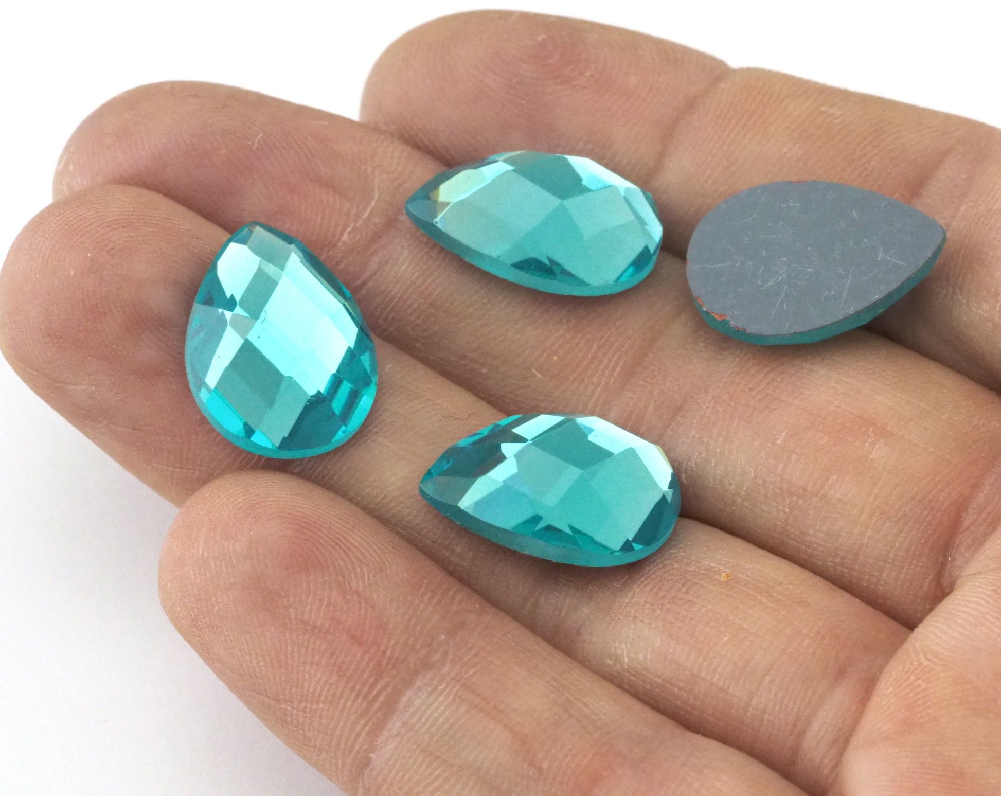 Wholesale 160 Pcs. Drop Faceted Mirror Glass Foiled cabochons 18x13mm WS008