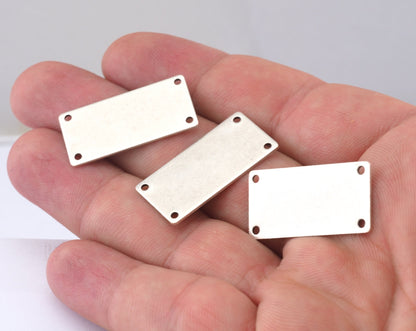 Rectangle stamping blank 15x30x0.8mm (20 gauge) Antique Silver Plated brass four hole OZ1206-75