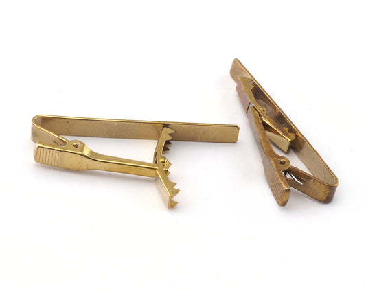 Tie clasp, 55mm raw brass brass tie pin 708