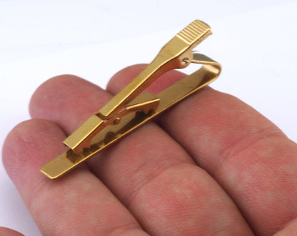 Tie clasp, 55mm raw brass brass tie pin 708