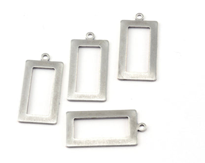Rectangle frame with loop 28x14mm pendant charms Antique Silver Plated Silver brass OZ2299-140