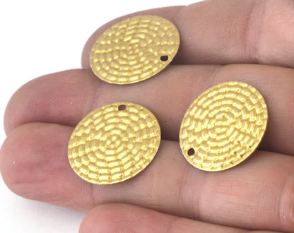 Circles Charms 25mm 1 hole Raw brass Charm OZ2526-170