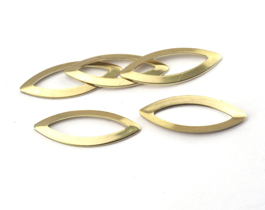 Curved marquise raw brass charms 35x14mm Findings OZ2529-150