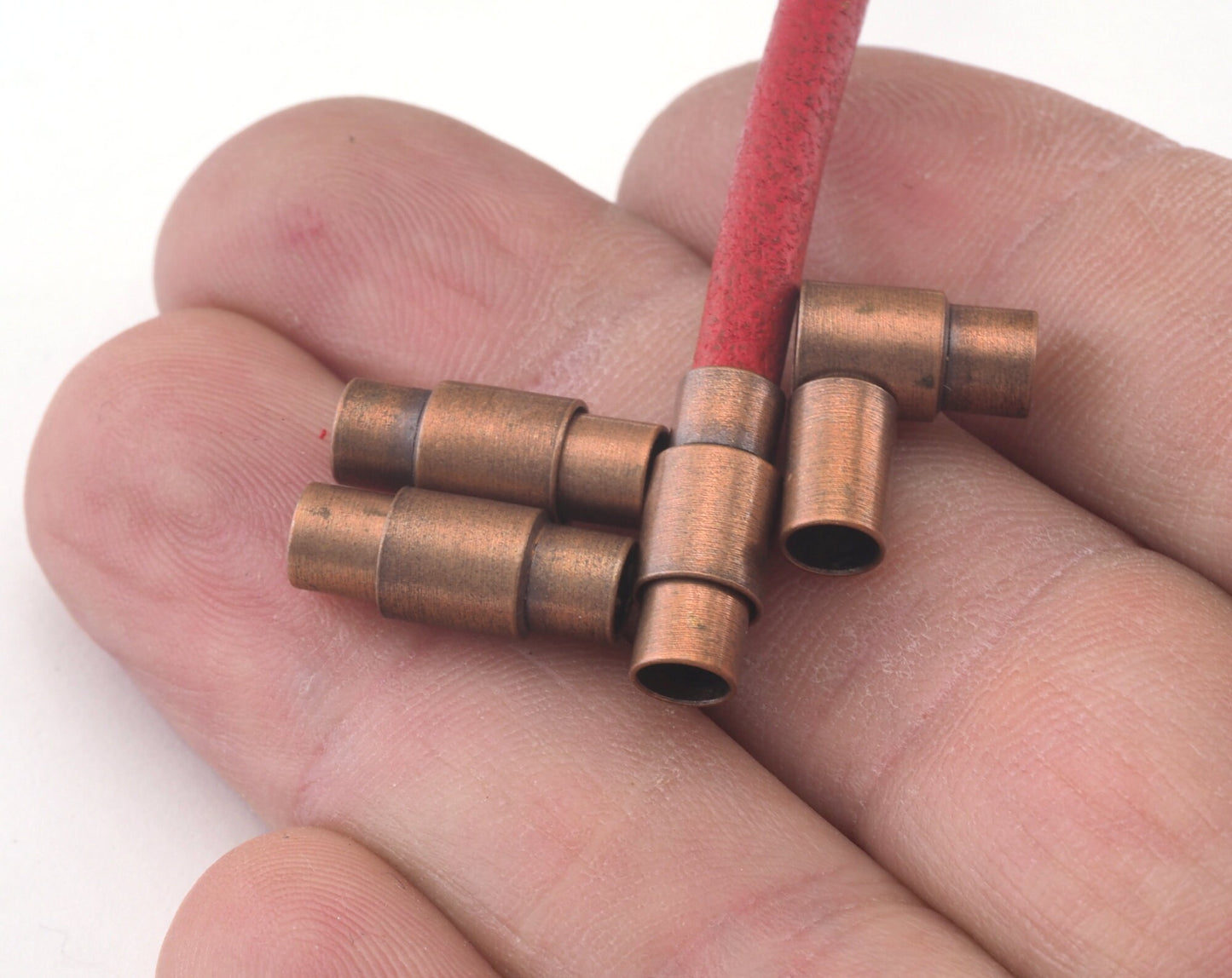 Magnetic clasp leather cord Antique Copper Brass (14x6 total size) (4mm inner size) MCL4 2533