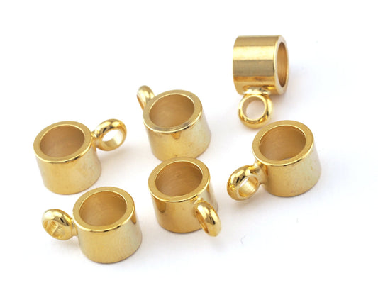 Bail Beads Charms Pendant Connector 12x8mm (6mm inside inner) Gold Plated Brass hanger holder spacer OZ2538