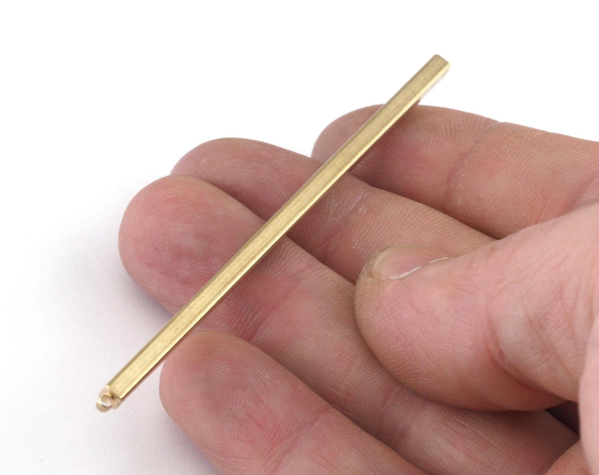 Square Bar Pendant with 1 Loop Charm Raw Brass 3x80mm (1.3mm hole) Findings OZ2543