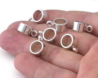 Bail Beads Charms Pendant Connector 15x10mm (8mm inside inner) Rhodium Plated Brass hanger holder spacer OZ2539