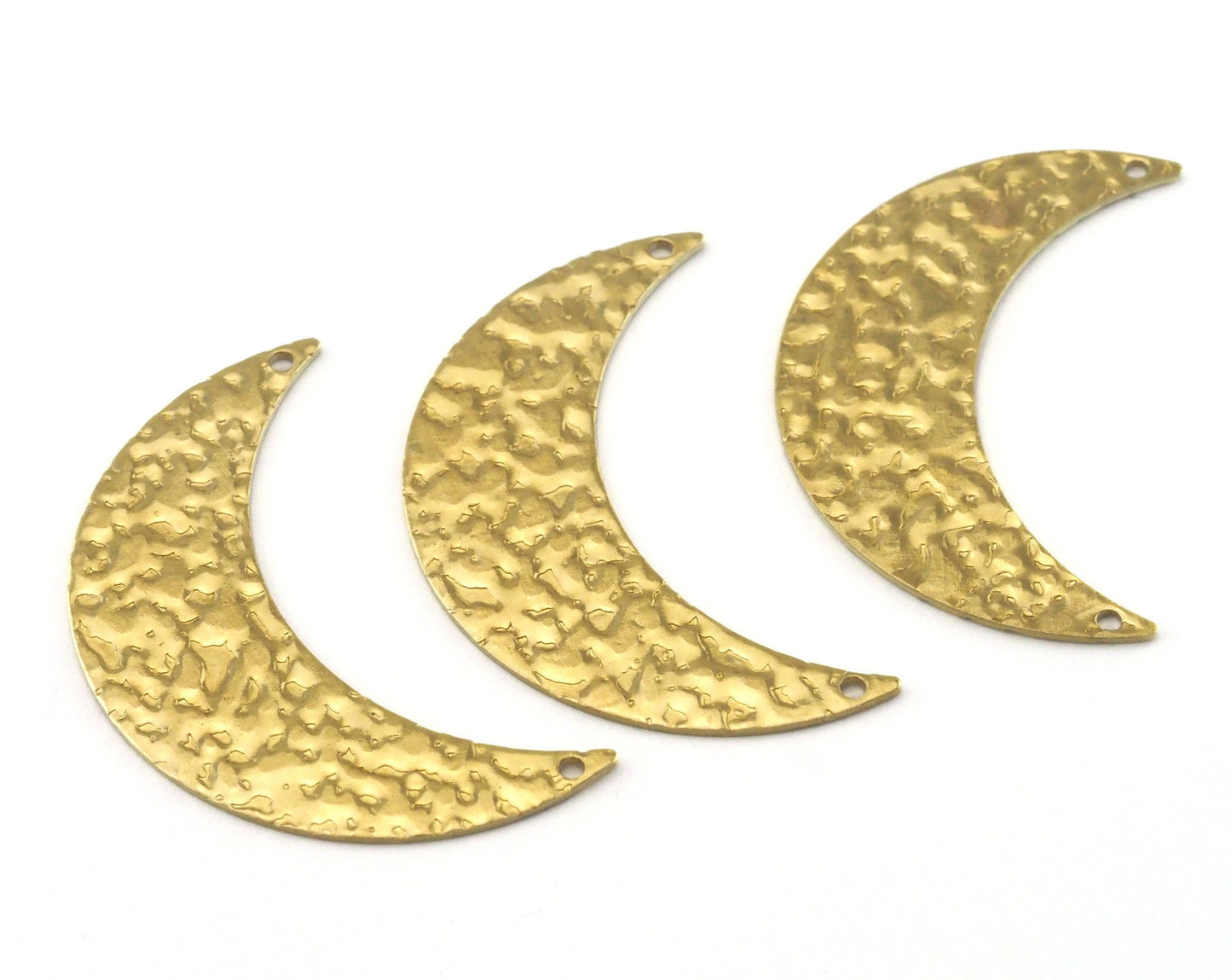Crescent Brass Textured 44x27mm Connector 2 Hole Pendant Charms Raw brass 2478-405