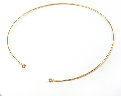 Brass Choker findings with 2 hole Wire collar necklace blanks pendant 140mm Gold plated brass D16