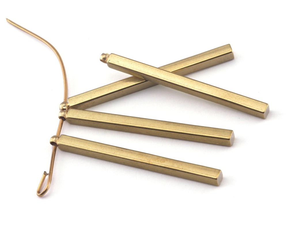 Square Bar Pendant with 1 Loop Raw Brass 2.5x35mm (1.3mm hole) Findings OZ2550-175