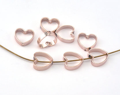 Heart Bead Frame Rose Gold Plated Brass 9x9mm (2 hole 1mm ) ring connector bab1 OZ2557-30