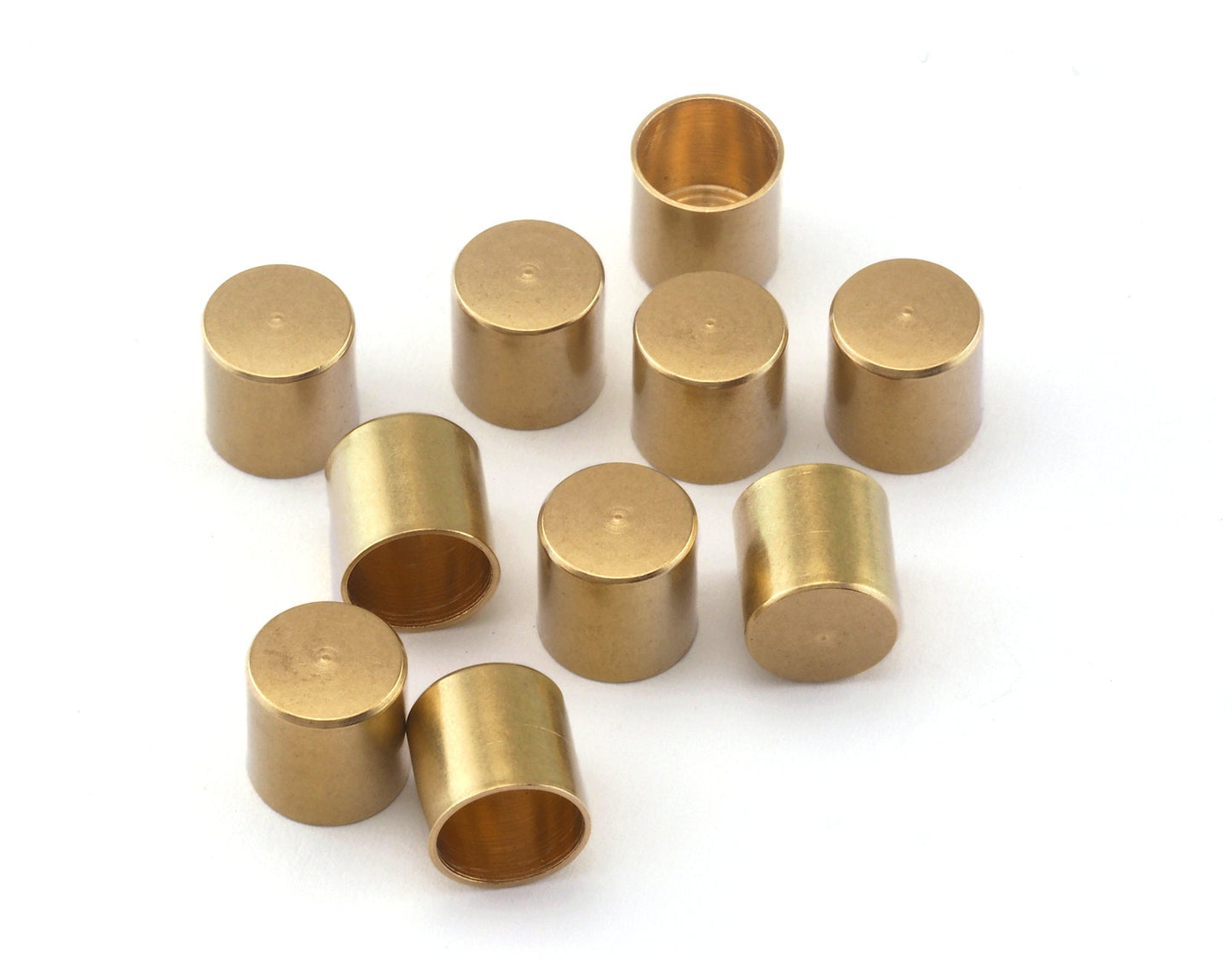 Ends Caps Leather 7x7mm (6.3mm inner hole) raw brass cord tip ends, ribbon end, findings ENC6 2501