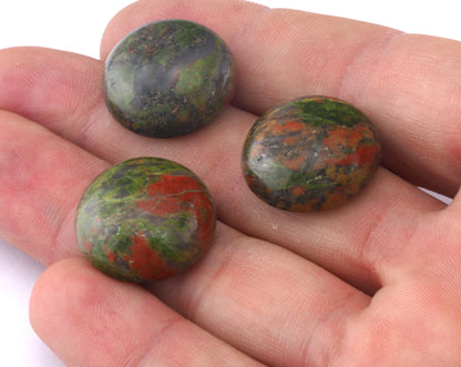 Unakite Round Cabochon 20mm Gemstone no hole Cab83-10