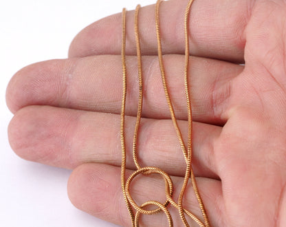 Snake chain 2mm tiny Raw brass copper tone z143