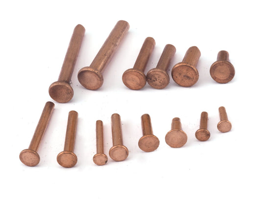 Copper Rivets Forced Rivet Raw Copper Solid Flat Round Head Rivet OZ2587