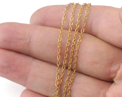 Soldered brass chain Oval link cable chain raw brass 1.9mm z144