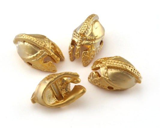 roman helmet gold plated 2 hole Pendant 12mm findings spacer bead babM882 N129