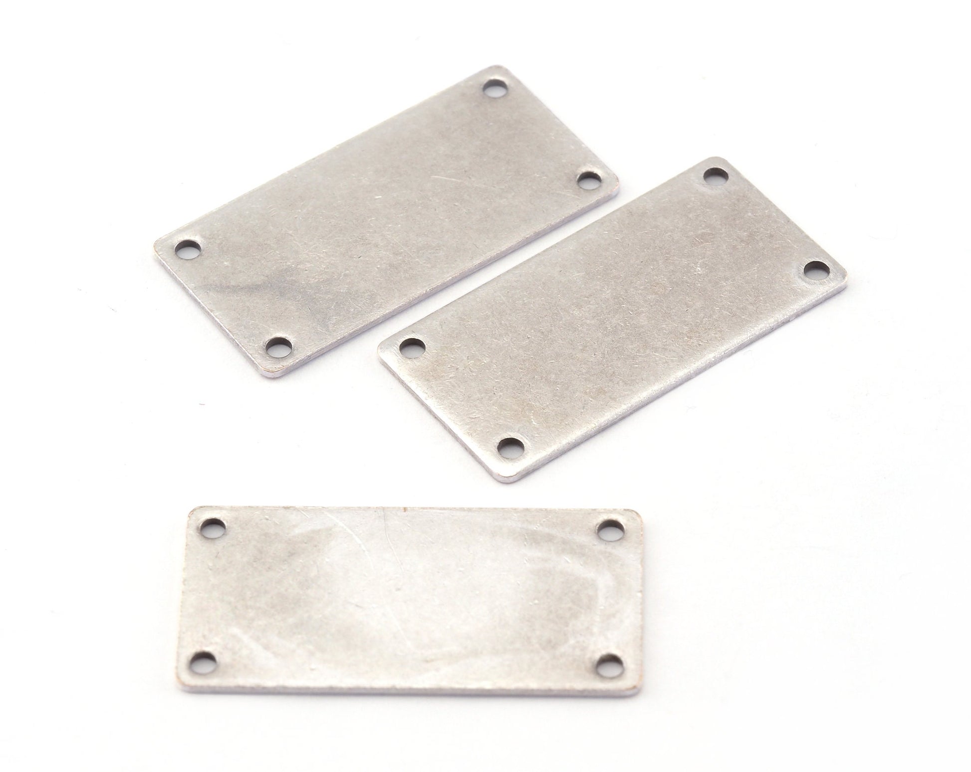 Rectangle stamping blank 15x30x0.8mm (20 gauge) Antique Silver Plated brass four hole OZ1206-75