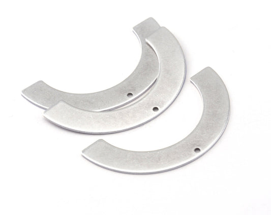 Ushape semi circle 50x25x0.8mm Antique Silver Plated Brass M1 1 hole SCS OZ2585