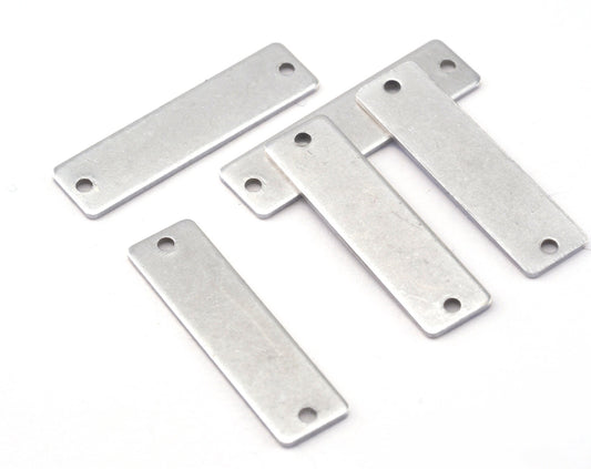 rectangle shape stamping blank two hole 8x30x0.8mm (20 gauge) Antique silver plated brass 1212-32