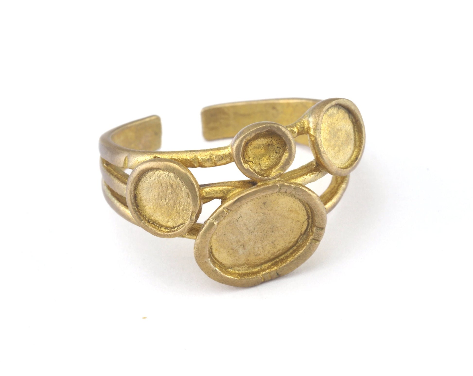 Ring Adjustable Ring Blank Bezel 22x21mm Raw brass (18mm 8US inner size - Adjustable ) 0684