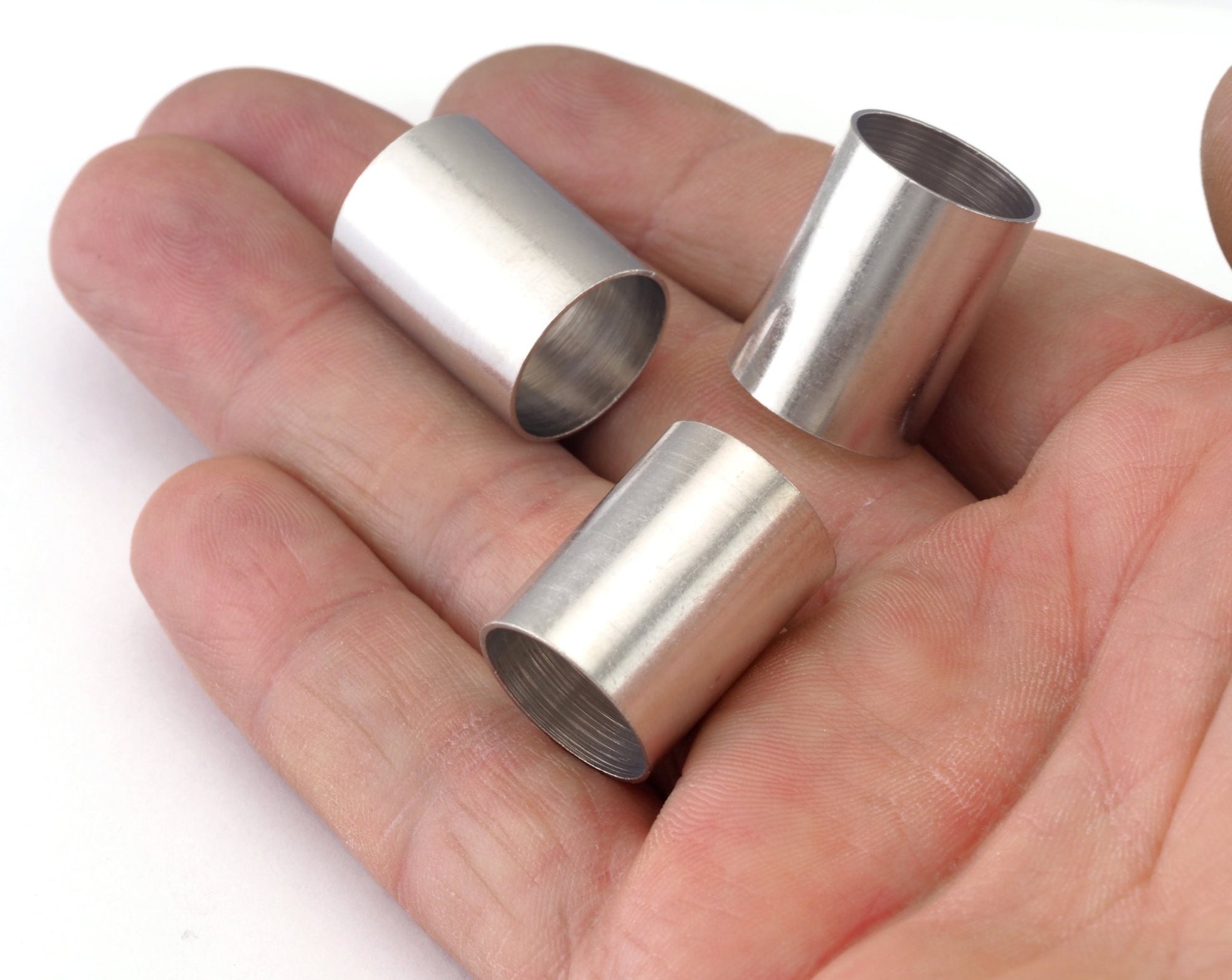 Cylinder Tubes Silver tone (Nickel Free) Plated brass 15x20mm (hole 14mm) 1898