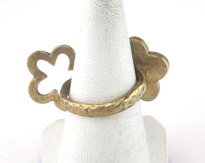 Ring Flowers Adjustable Ring Bezel 21x36mm Raw brass (19mm 9US inner size - Adjustable ) OZ2610