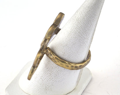 Ring Flowers Adjustable Ring Bezel 21x36mm Raw brass (19mm 9US inner size - Adjustable ) OZ2610
