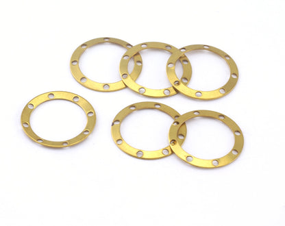 Round Connector Charms 17mm raw brass circle 8 hole findings OZ531-32