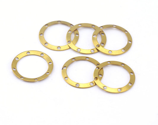 Round Connector Charms 17mm raw brass circle 8 hole findings OZ531-32