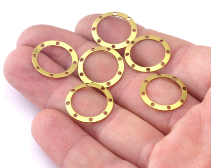 Round Connector Charms 17mm raw brass circle 8 hole findings OZ531-32