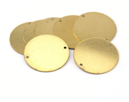 Circle tag connector 25mm raw brass 2 hole charms findings OZ549