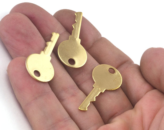 Key Shape Charms 33x15mm 1 hole tag (0.8mm thickness) raw brass Findings Charms OZ2523-160