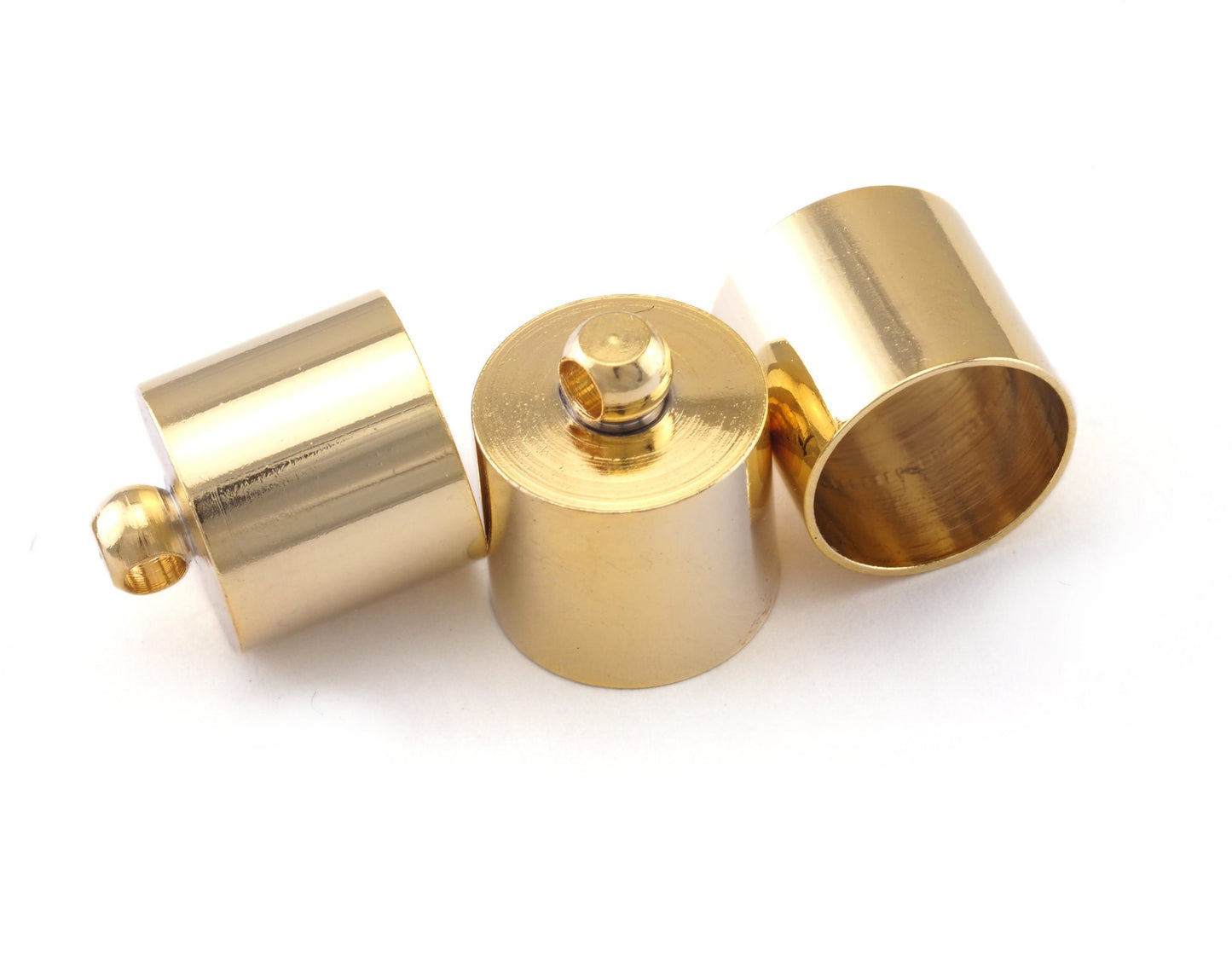 Ribbon Ends Shiny Gold Plated Brass 13X11mm 10mm inner with loop brass cord tip ends, ends cap, findings ENC10 OZ2348