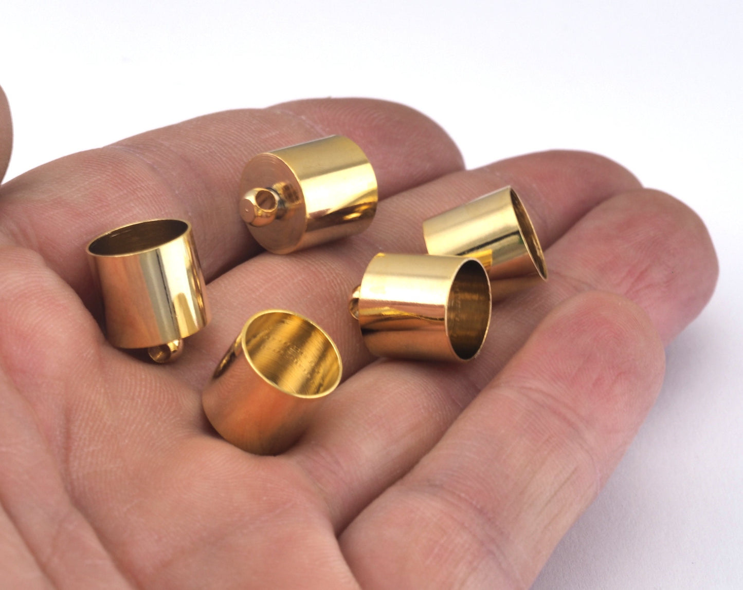 Ribbon Ends Shiny Gold Plated Brass 13X11mm 10mm inner with loop brass cord tip ends, ends cap, findings ENC10 OZ2348