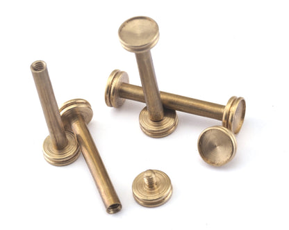 Barbell screwing sides blanks (8.8mm settings) 10x35mm 4mm bar, 29mm inner length raw brass pendant, finding Bar Screw rivet OZ2620