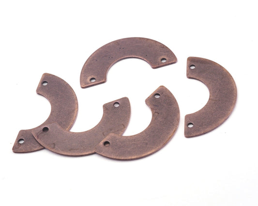 U shape semi circle connector 30x15x0.8mm Antique Copper Plated Brass 2 holes SCS OZ1603M2