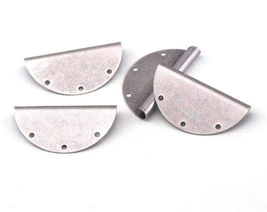 Semi Circle, Half moon 17x32mm 3 holes pendant charms Antique Silver Plated Brass 2205-235